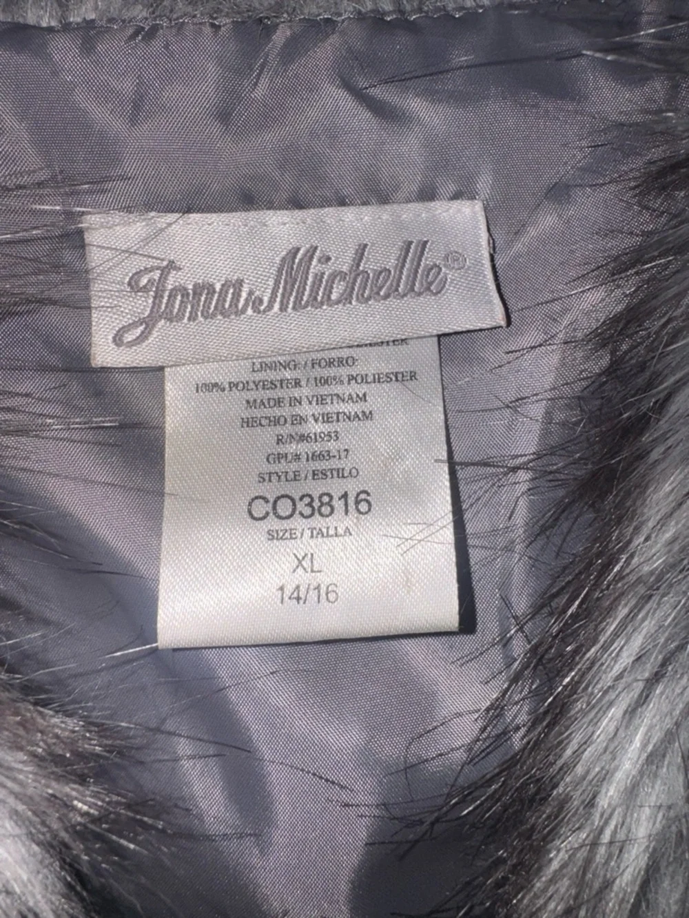 Jona Michelle Girls Faux Fur Vest in Gray and Black size xl 14/16